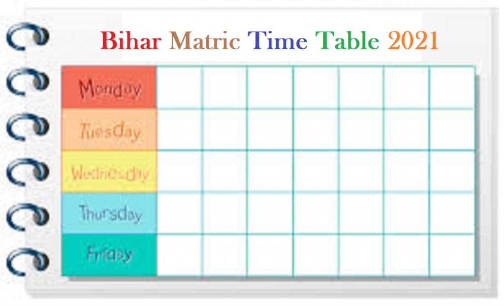 BSEB Matric 10th 2021 Time Table Date Sheet Routine